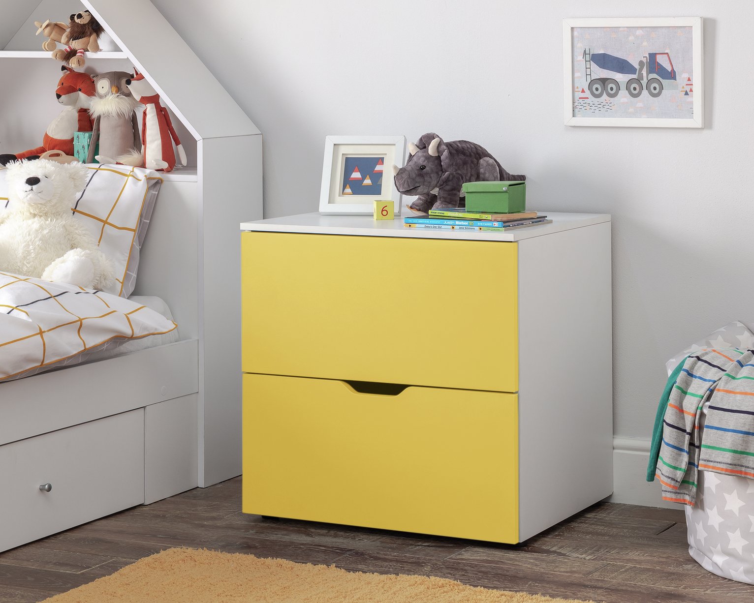Argos Home Pod Yellow 2 Drawer Low Chest of Drawers