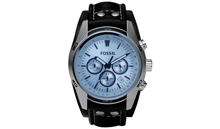Buy Fossil Coachman Men's Chronograph Black Leather Strap Watch | Men's  watches | Argos