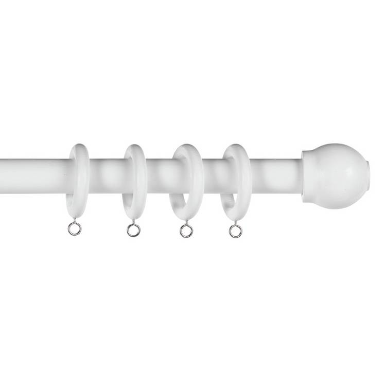 Argos Home White Wooden Fixed Curtain Pole - 180cm 0