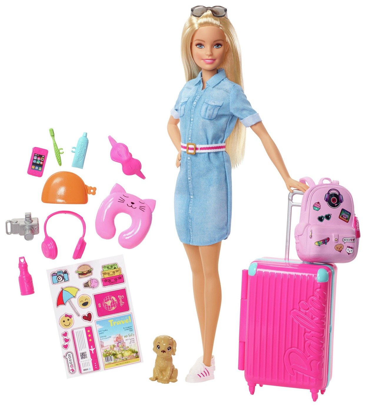 barbie pink passport travel doll