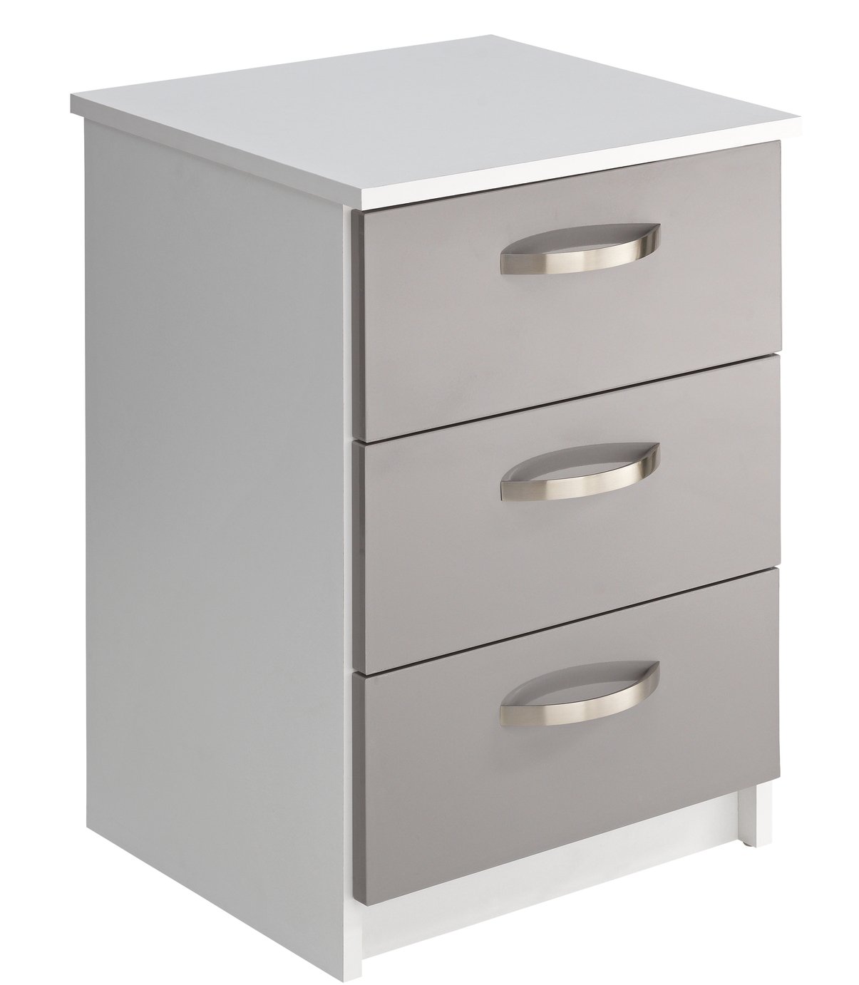 Argos Home Cheval Gloss 3 Drawer Bedside Table - Grey