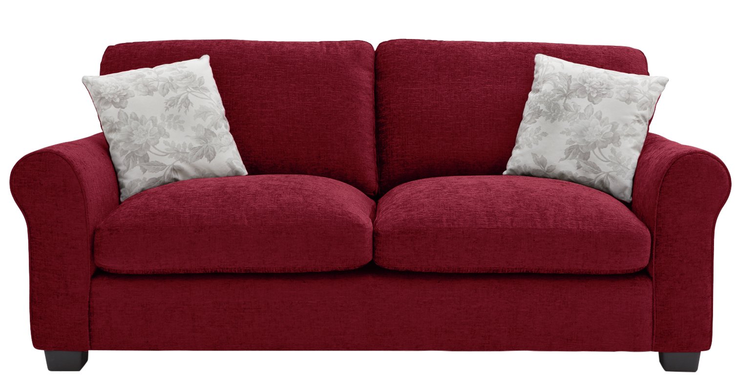 Argos Home Tammy 3 Seater Fabric Sofa - Wine