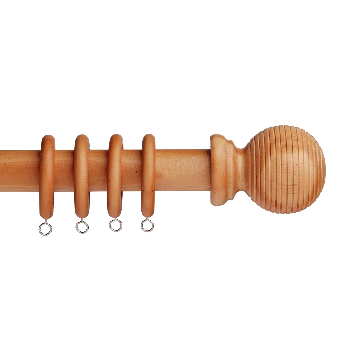 Argos Home 2.4m Grooved Ball Wooden Curtain Pole - Natural