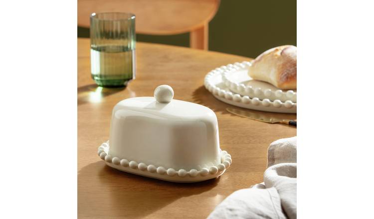Habitat Bobbin Stoneware Butter Dish - Cream