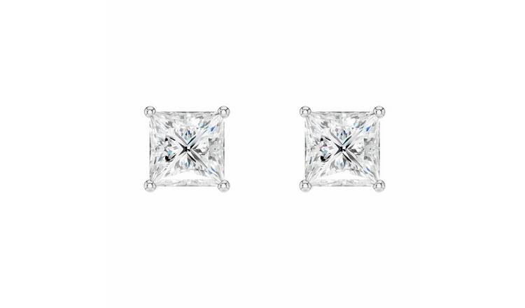 Pure Brilliance 9ct White Gold 1ct Lab Grown Diamond Princess Stud Earrings
