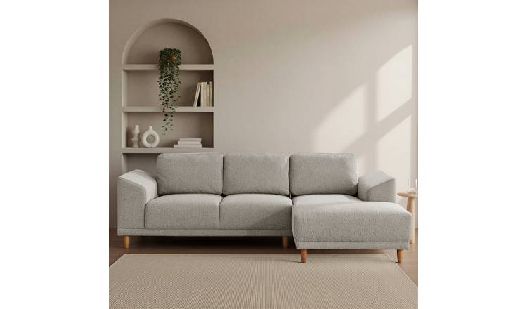 Habitat Draper Boucle Fabric Left Hand Corner Chaise Sofa - Natural