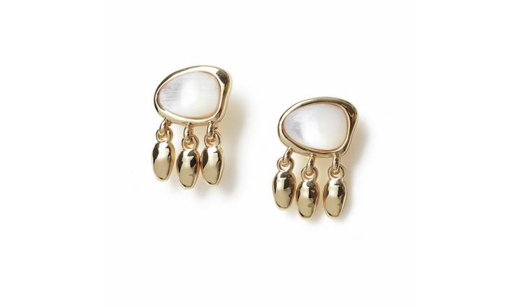 Freedom Gold Tone Mother of Pearl Mini Drop Earrings