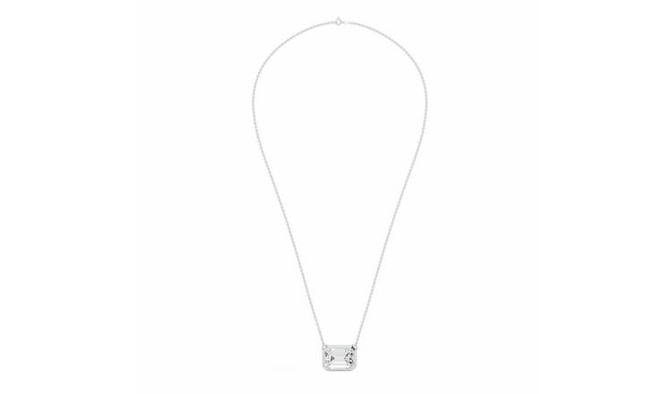 Pure Brilliance 9ct White Gold 1ct Diamond Emerald Solitaire Pendant Necklace