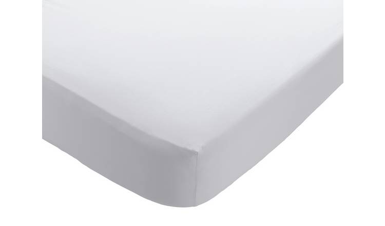 Habitat Stonewashed Plain White Flat Sheet - Single
