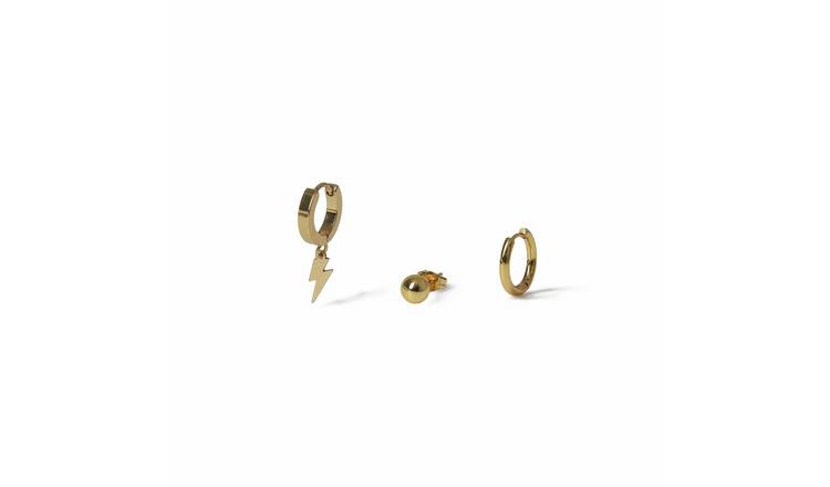 Freedom Gold Tone Stainless Steel Drop Earrings - Pack of 3