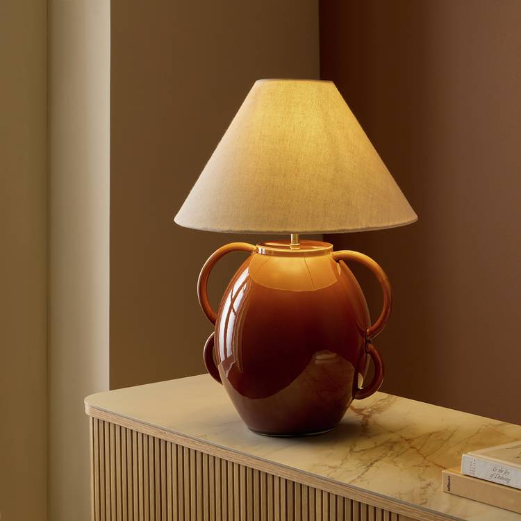 Habitat Kenia Glazed Ceramic Table Lamp - Brown 0