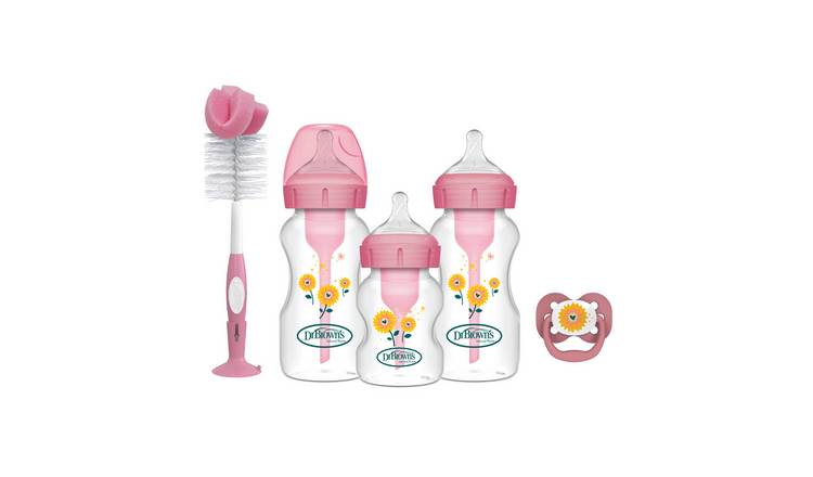 Dr Brown's Natural Flow Anti-colic Baby Bottle Gift Set- Pink