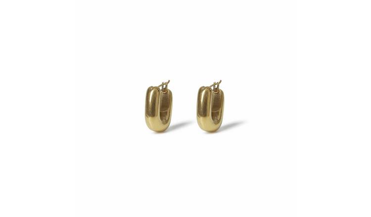 Freedom Gold Tone Stainless Steel Chunky Hoop Earrings
