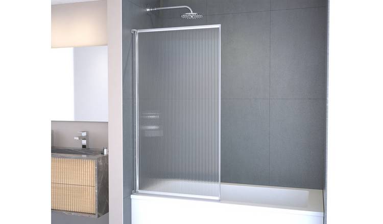 MLH Fully Framed Fluted Bath Screen - Silver