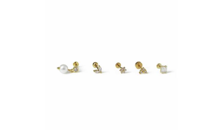 Freedom Gold Tone Surgical Steel Flat Back Earrings Set