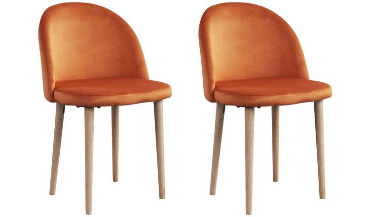 Buy Habitat Imogen Pair of Fabric Dining Chairs - Orange | Dining chairs  and benches | Habitat