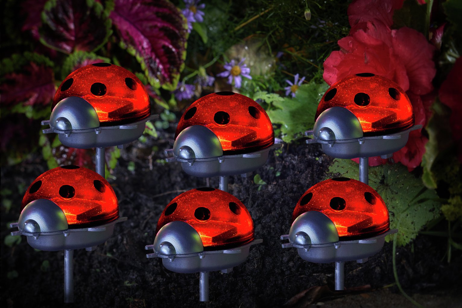 Garden by Sainsbury's Solar 6 Piece Ladybird Stake Lights