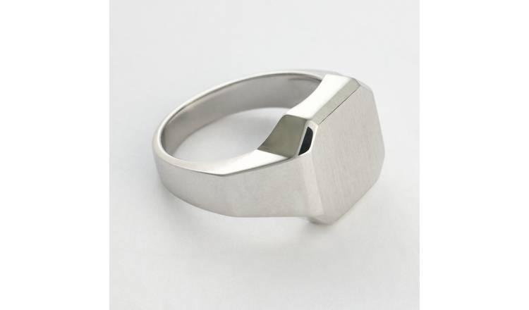 Revere Sterling Silver Rhodium plate Signet Ring - Small