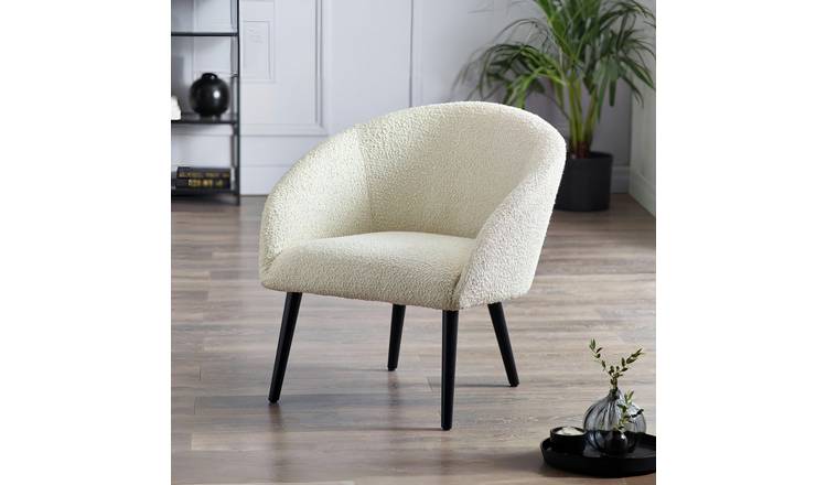 Julian Bowen Amari Boucle Accent Chair Steel Feet - Ivory