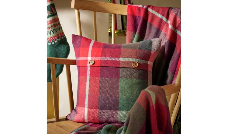Argos Home Red Check Cushion - 43x43cm