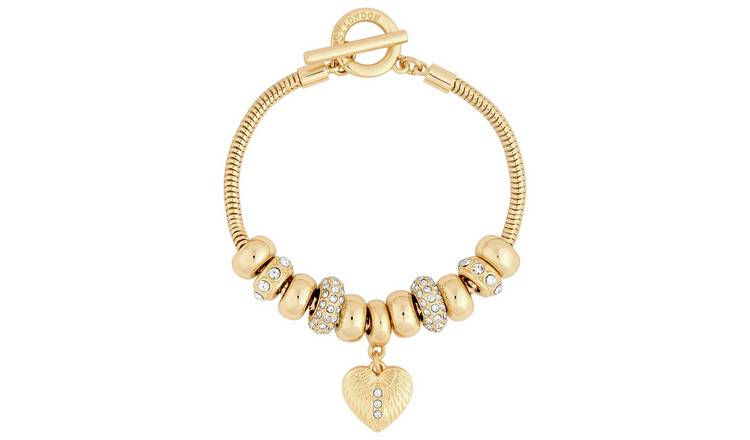 Lipsy Gold Plated T-Bar Coin Charm Bracelet