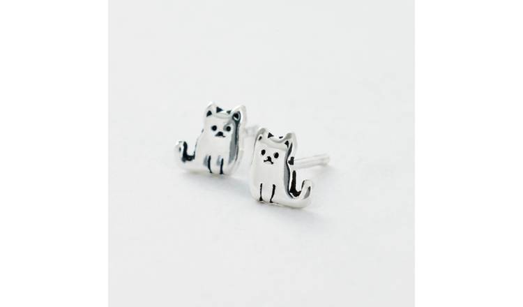 Revere Sterling Silver Cat Stud Earrings