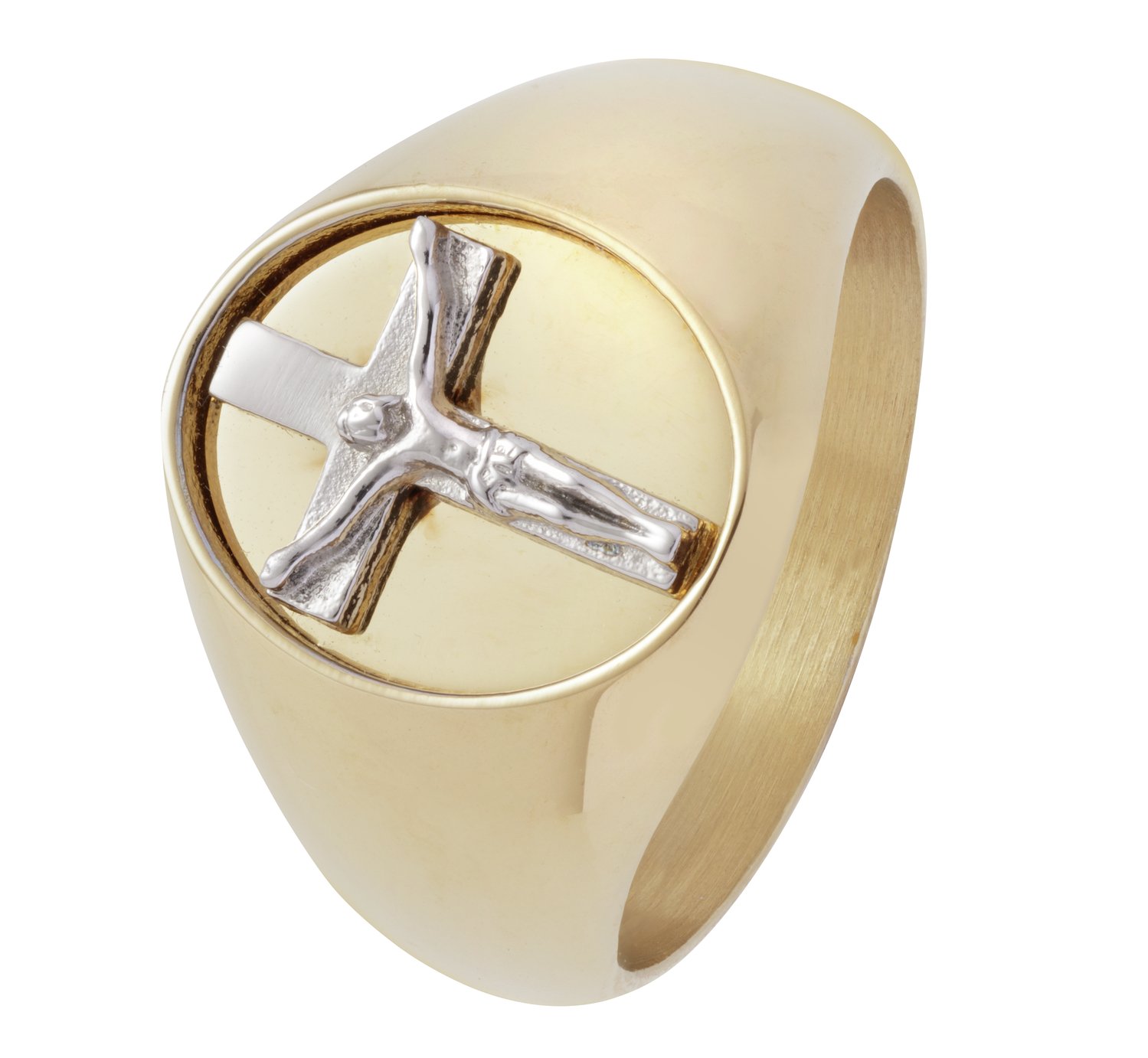 Revere Men's Stainless Steel Gold Colour Crucifix Ring Review