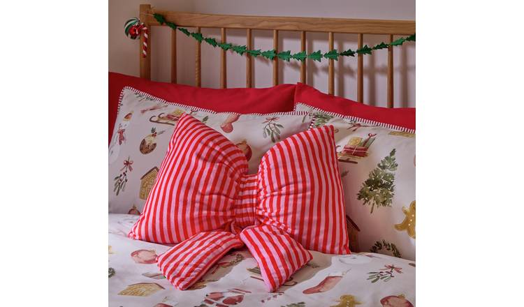 Bayswood Giant Striped Bow Cushion Pink - 48x38cm