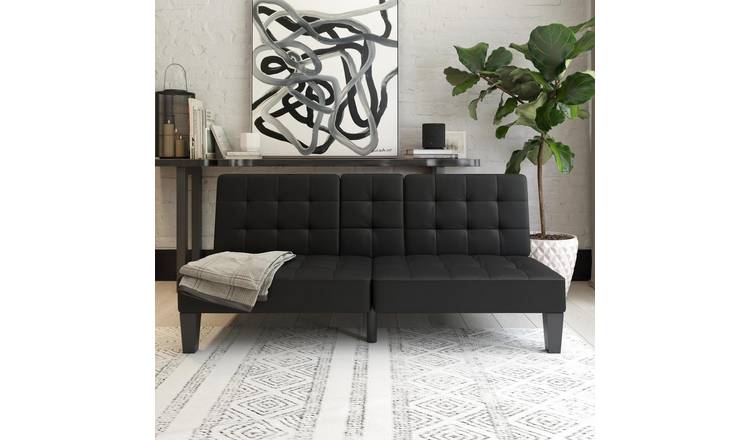 Dorel Adalynn Faux Leather Futon Sofa Bed - Black