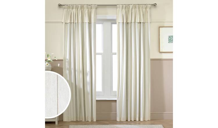 Argos Home Frill Stripe Blackout Pencil Pleat Curtain - Neutral - 229x183cm
