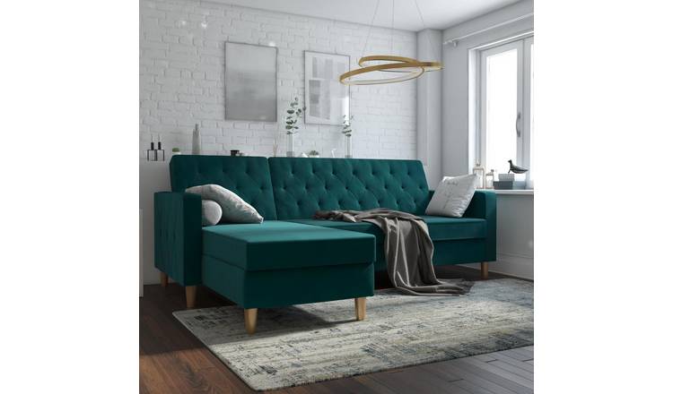 Dorel Liberty Velvet Futon Sofa Bed - Green