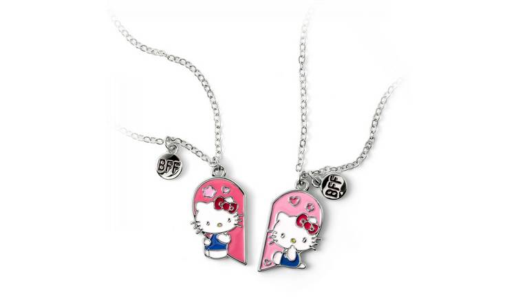 Hello Kitty Pink BFF Heart Charm Pendant Necklace Set
