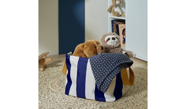 Argos Home Kids Stripe Storage Basket - Blue