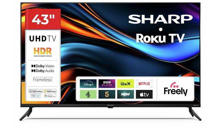 Sharp 43 Inch 4T-C43JJ4425KB Smart 4K UHD LED Freely TV