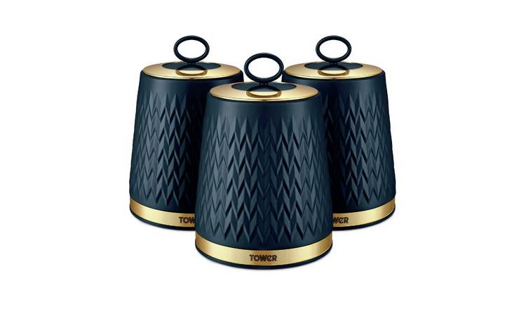 Tower Empire Stainless Steel Set of 3 Food Storage Canisters - Blue