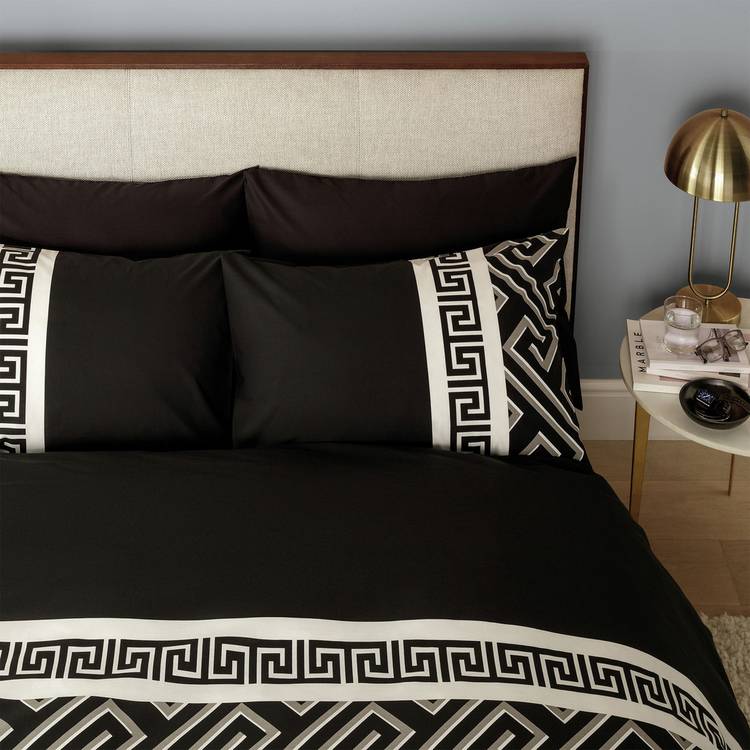 Argos Home Greek Geo Black & Grey Bedding Set - Single 0