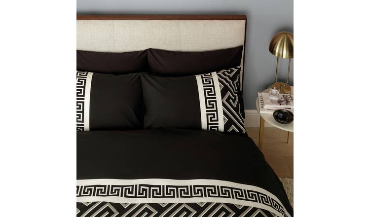 Argos Home Greek Geo Black & Grey Bedding Set - Single