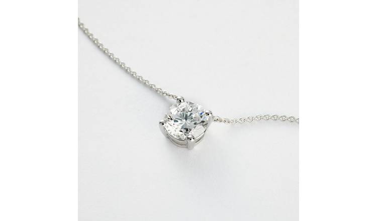 Revere 9ct White Gold Round Lab Grown Diamond Necklace