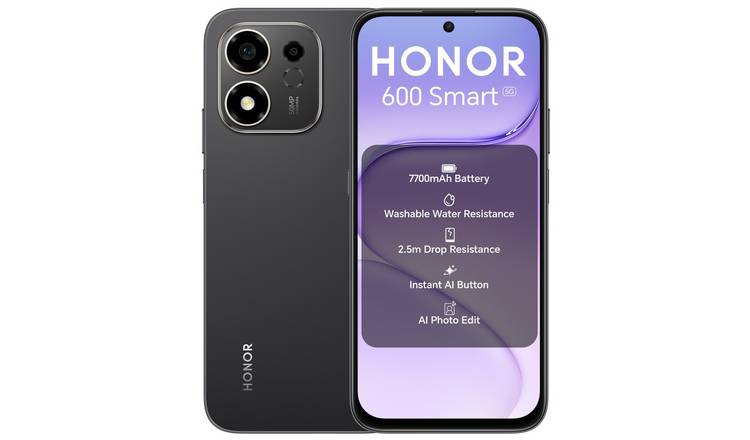 SIM Free HONOR 600 Smart 5G 128GB AI Mobile Phone - Velvet Black