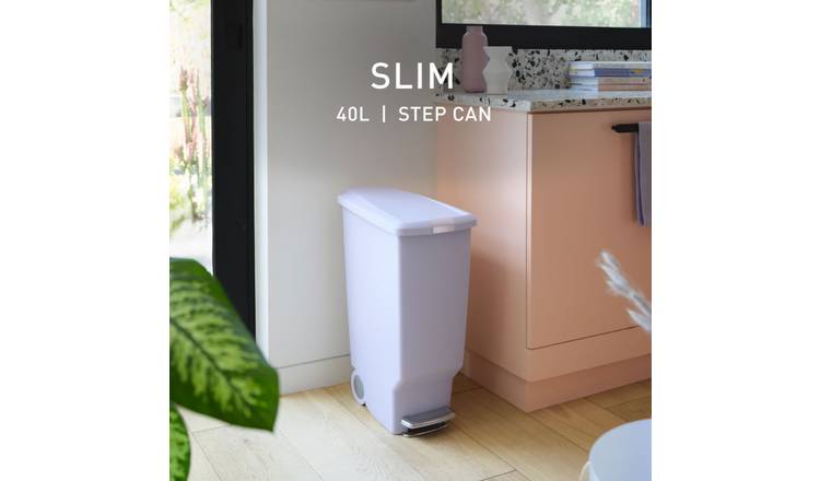 Simplehuman 40 Litre Slim Plastic Pedal Bin - Lilac