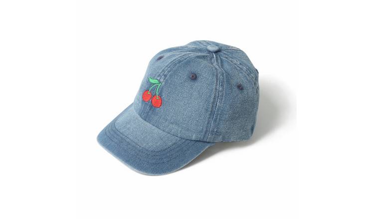 Flitzy Embroidered Cherry Denim Baseball Cap Small/Medium