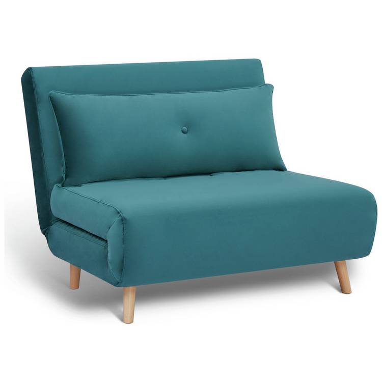 Habitat Roma Small Double Velvet Chairbed - Teal 0