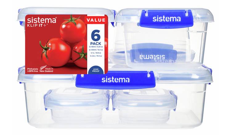 Newell Brands Sistema Klip It Plus Food Storage Containers - Pack of 6