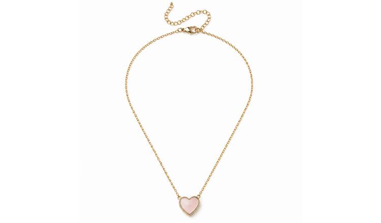 Freedom Gold Tone Stainless Steel Pink Heart Pendant Necklace