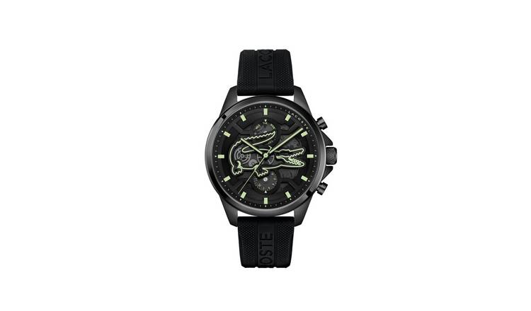 Lacoste Arthor Skeleton Black Dial Black Silicone Strap Watch