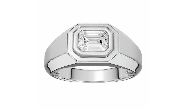 Pure Brilliance 9ct White Gold 1.00ct Diamond Signet Ring - V