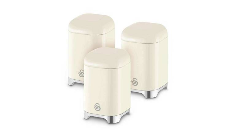 Swan Solace 1.5 Litre Cast Iron Set of 3 Kitchen Storage Canisters - Cream