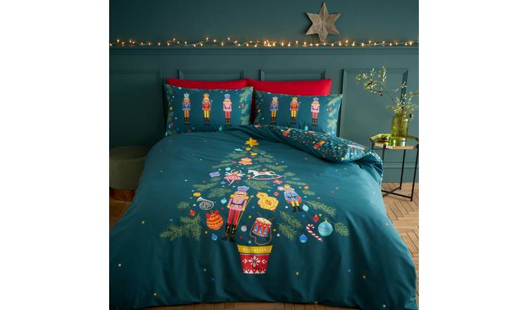 Catherine Lansfield Nutcracker Tree Green Bedding Set - Double