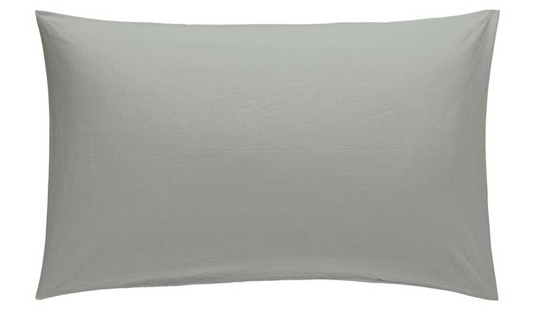 Habitat Washed Cotton Standard Pillowcase Pair - Stone Grey