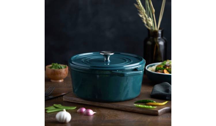 Barbary and Oak Nattura Teal Cast Iron 24cm Casserole Dish